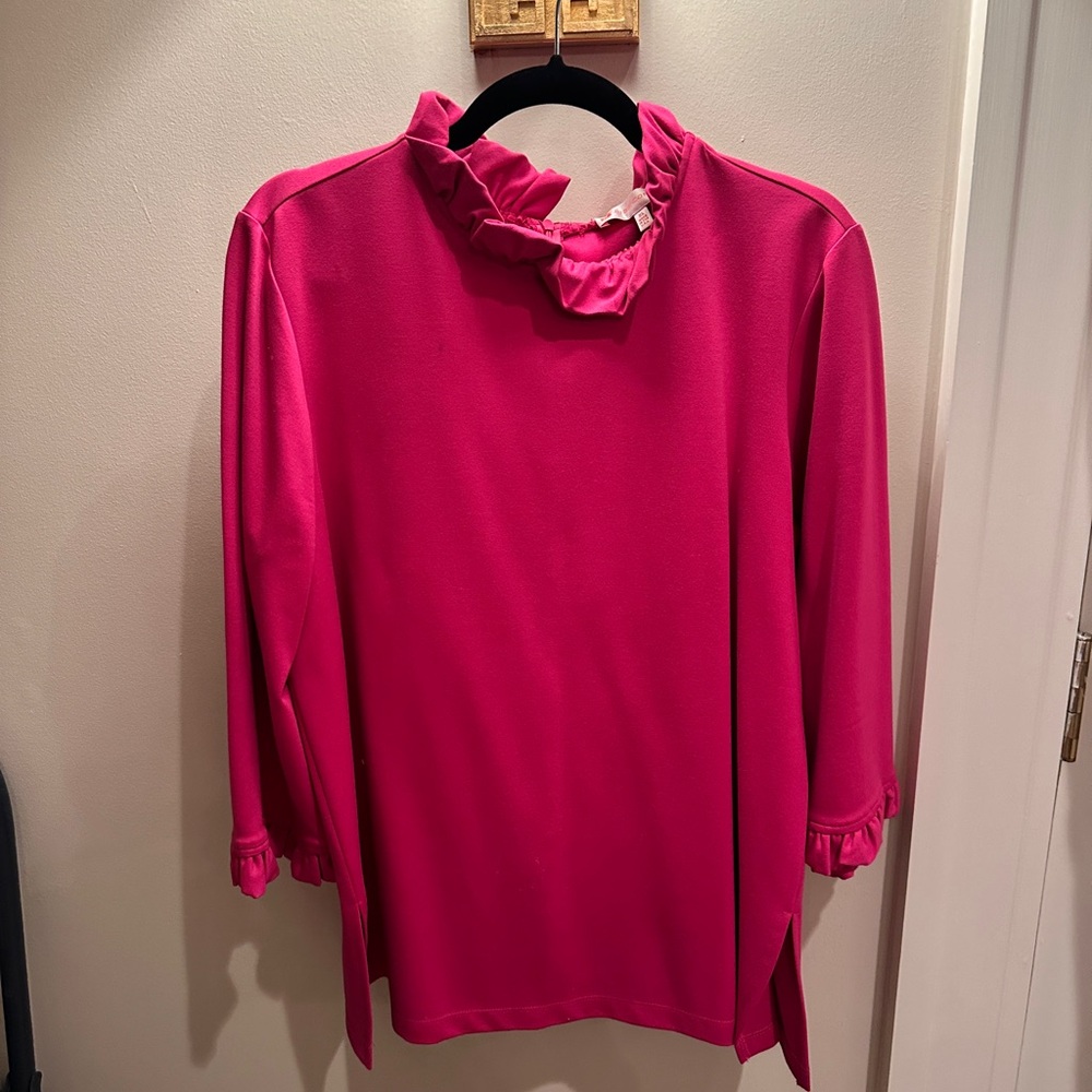 Jude Connally Vibrant Pink Ruffle Blouse - Picture 2 of 5